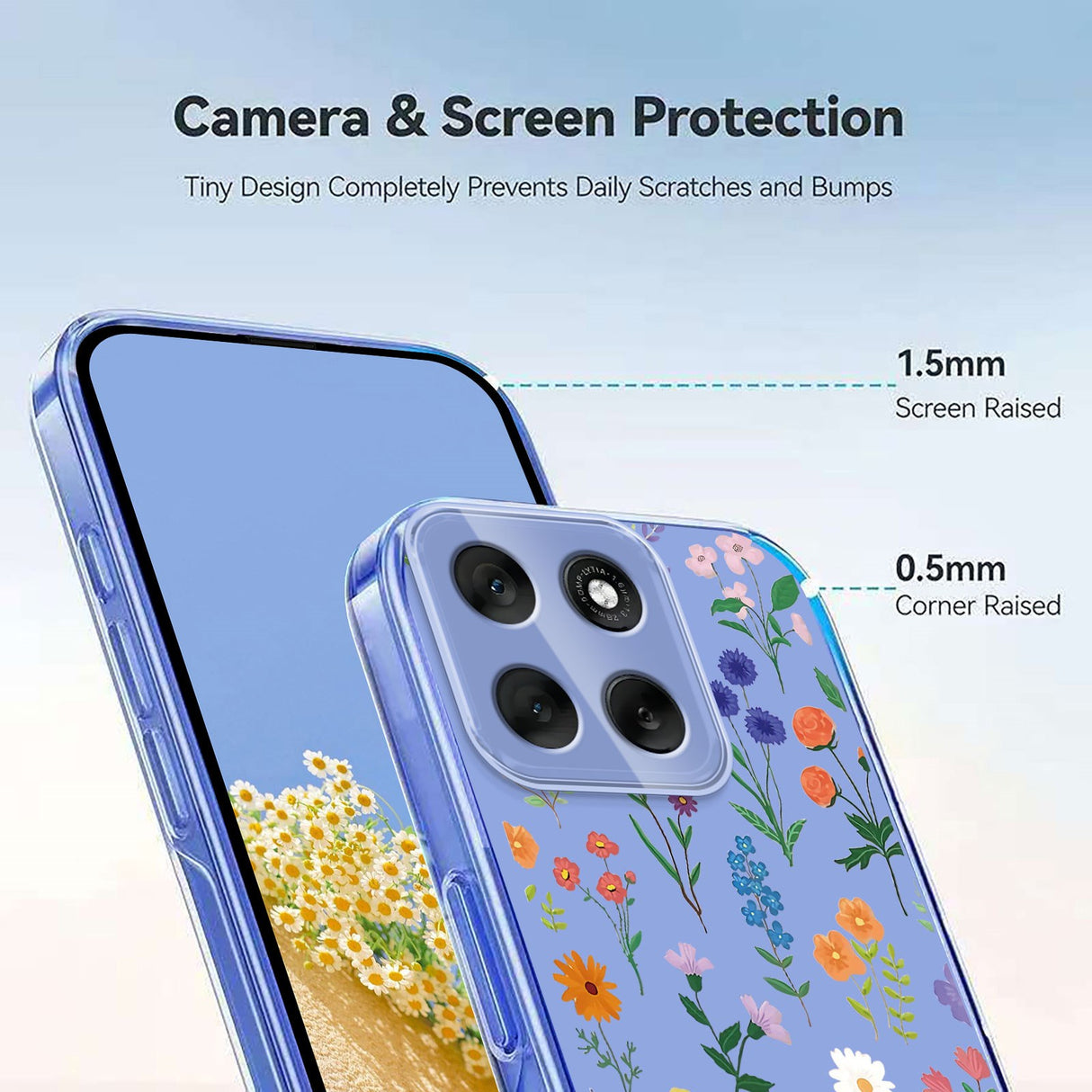EIDERWOOD Motorola Moto G86 Fleksibelt Plast Deksel m. Print - Ville Blomster