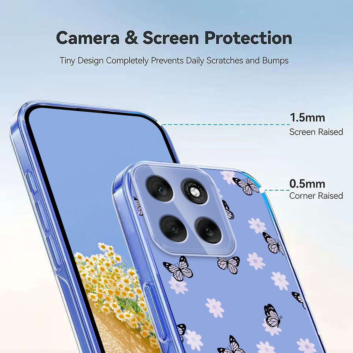 EIDERWOOD Motorola Moto G56 Fleksibelt Plast Deksel med Blomstermotiv - Gjennomsiktig / Sommerfugler