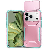 iPhone 18 Pro / 17 Pro EIDERWOOD Hybrid Plast Deksel m. Cam Slider - Rosa / Turkis