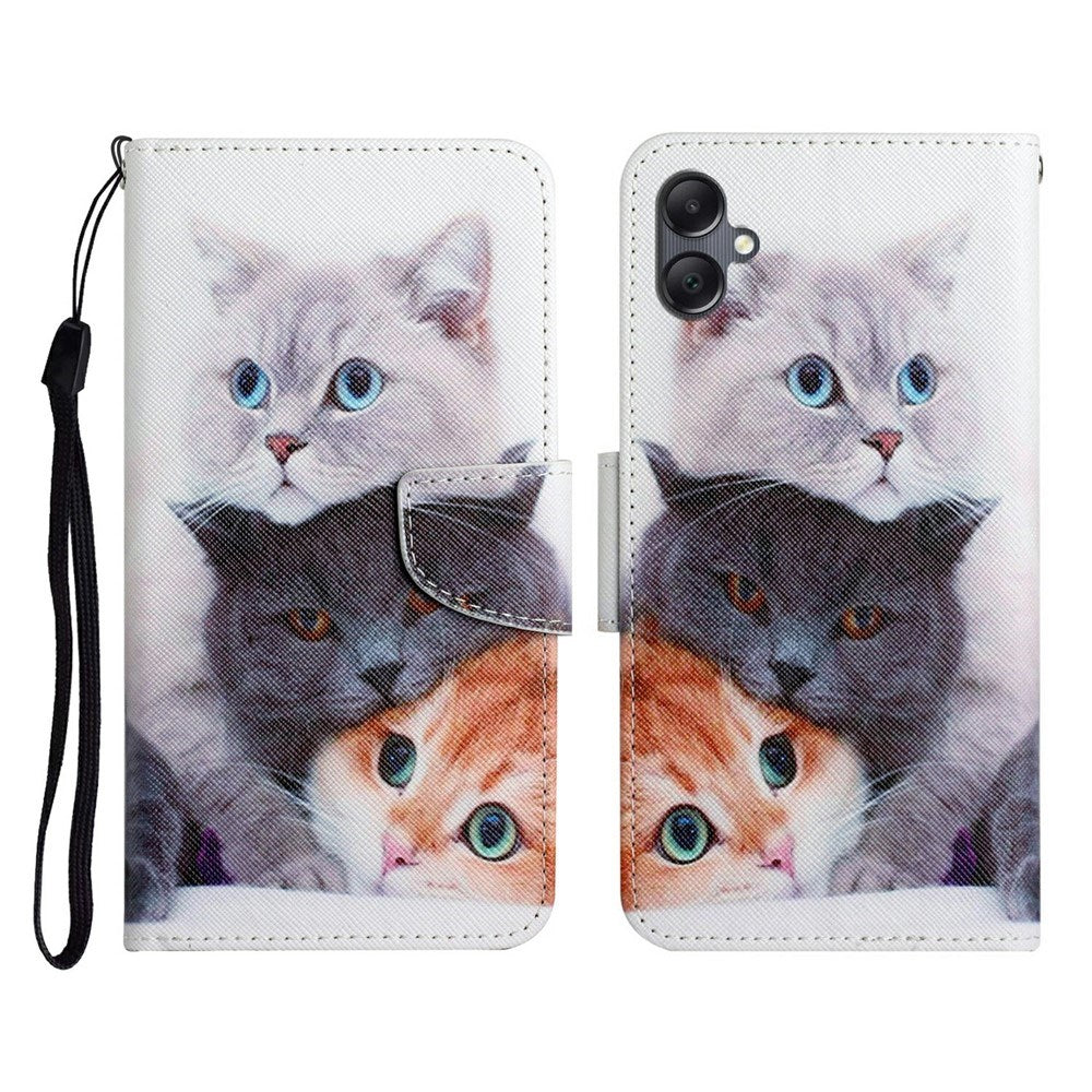 EIDERWOOD Samsung Galaxy A07 Kunstskinn Flip Deksel m. Lommebok & Stropp - Katter