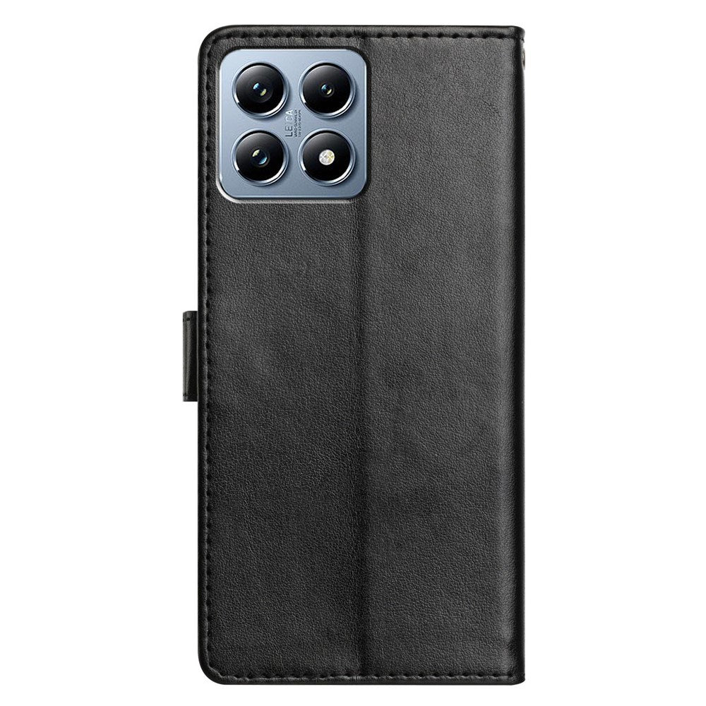 Xiaomi 15T EIDERWOOD Kunstskinn Flippdeksel med Kortholder & Stropp – Svart