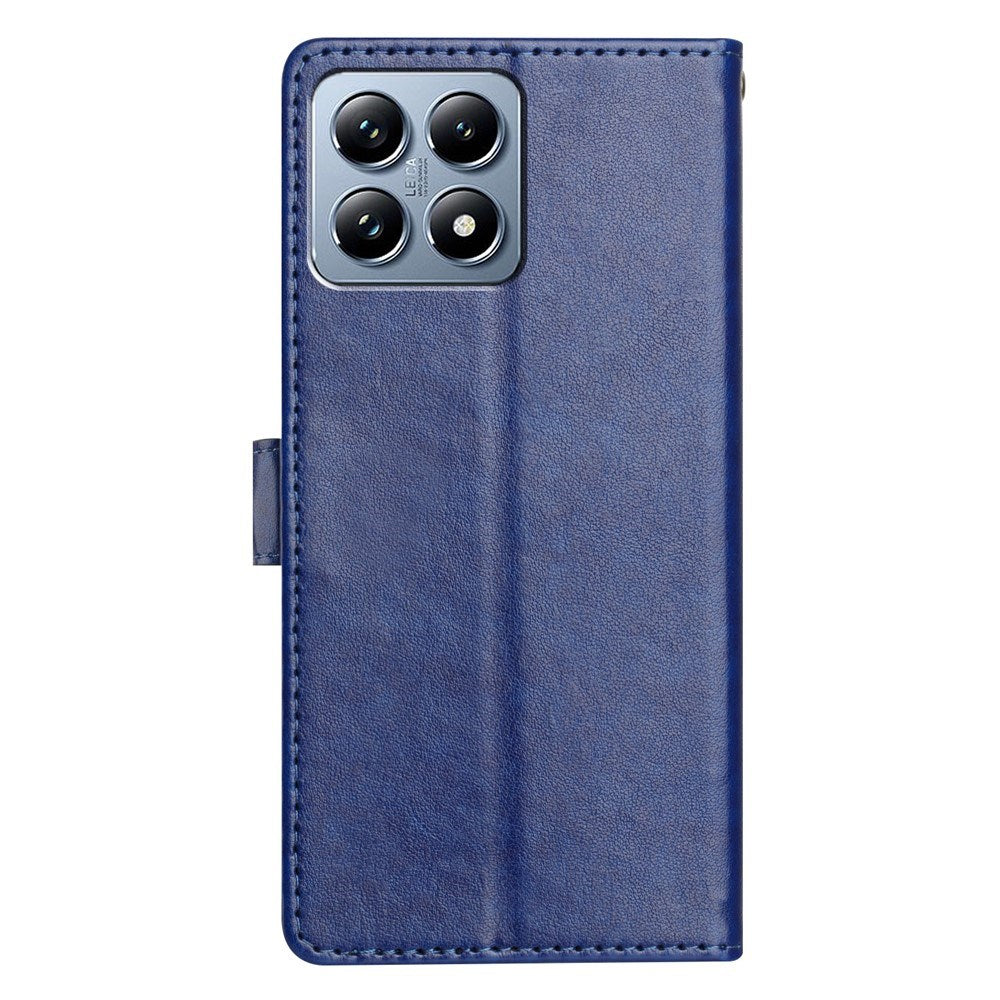 Xiaomi 15T EIDERWOOD Kunstskinn Flippdeksel med Kortholder & Stropp – Blå