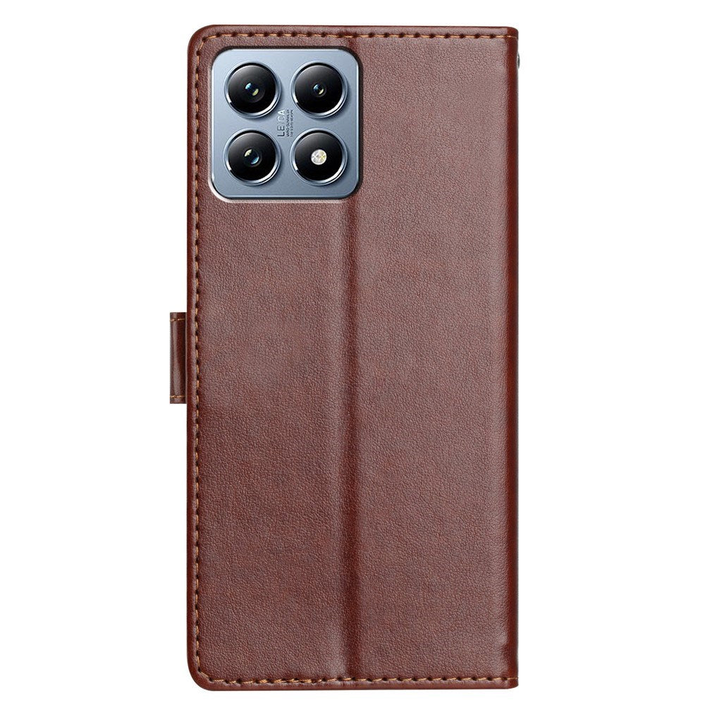 Xiaomi 15T EIDERWOOD Kunstskinn Flippdeksel med Kortholder & Stropp – Brun