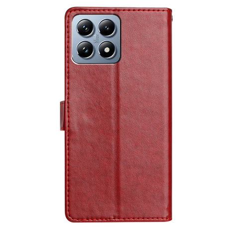 Xiaomi 15T EIDERWOOD Kunstskinn Flippdeksel med Kortholder & Stropp – Rød