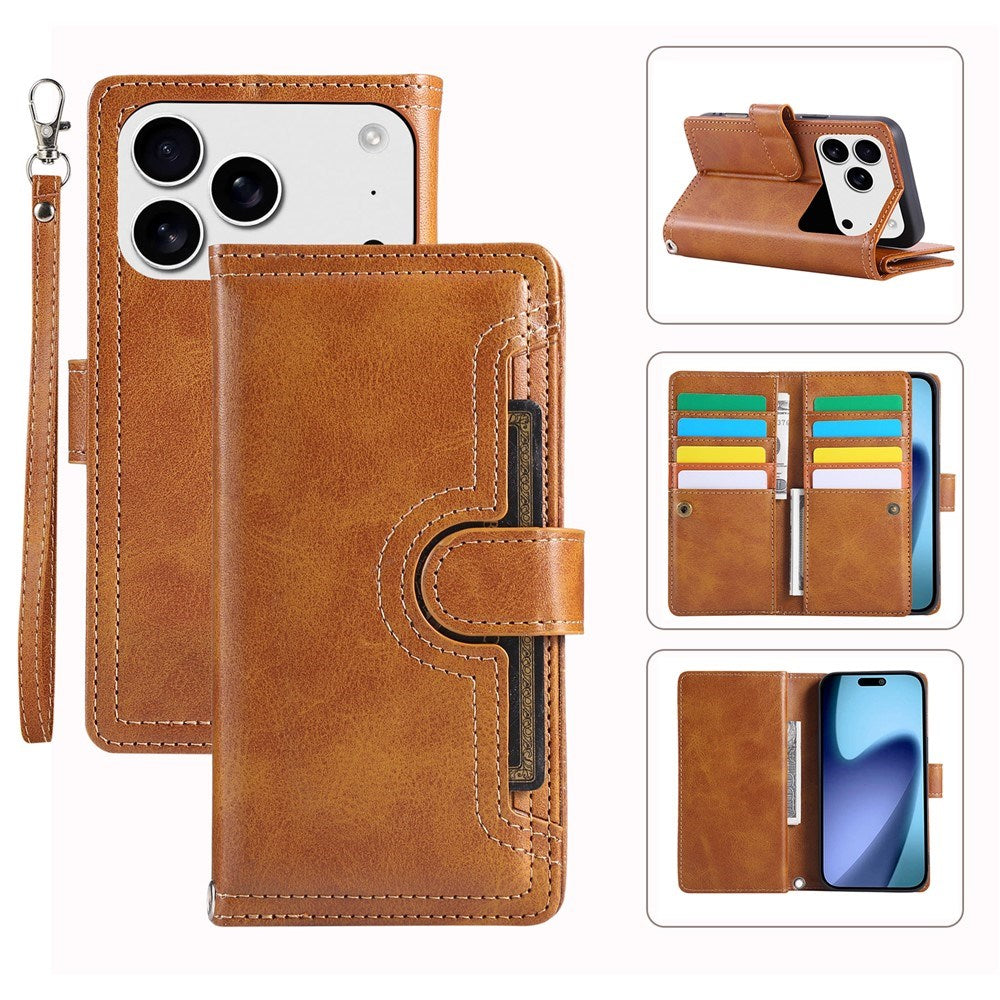 iPhone 18 Pro / 17 Pro EIDERWOOD Kunstskinn Flip Deksel m. Lommebok - Lysbrun