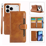 iPhone 18 Pro / 17 Pro EIDERWOOD Kunstskinn Flip Deksel m. Lommebok - Lysbrun
