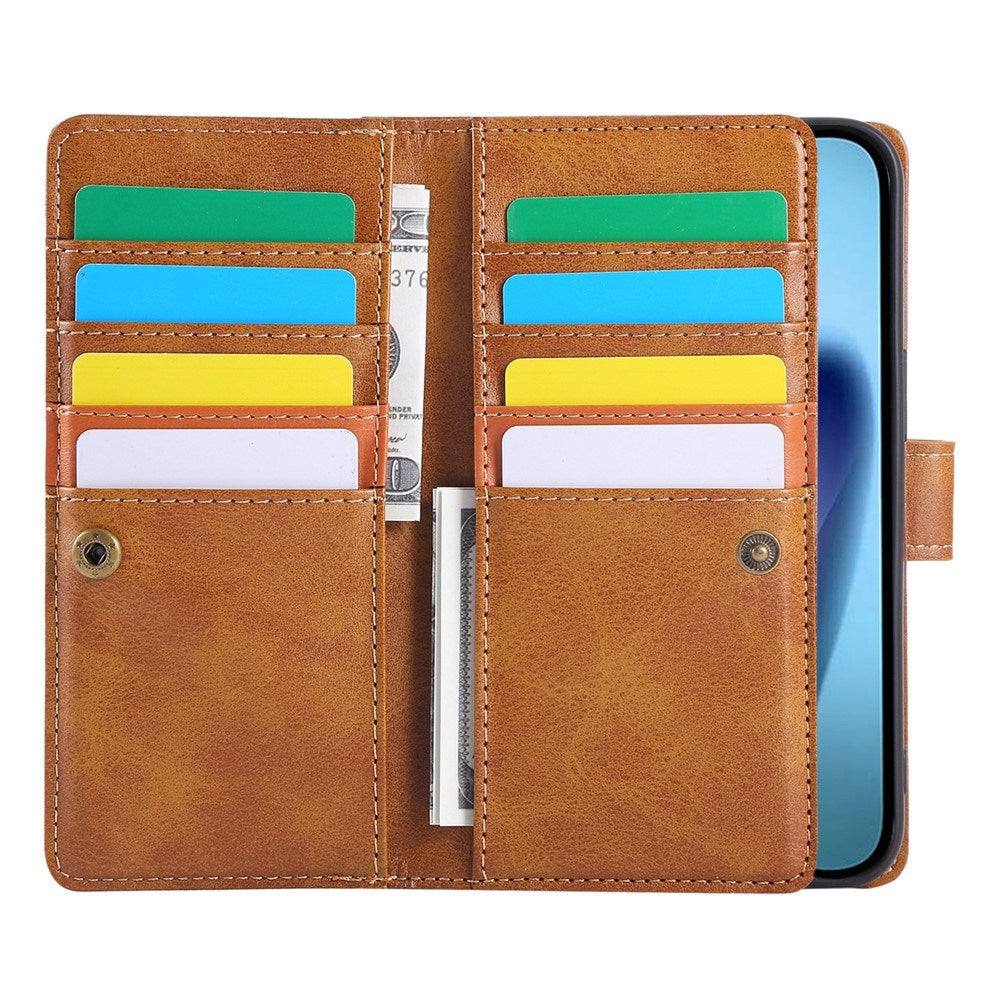 iPhone 18 Pro / 17 Pro EIDERWOOD Kunstskinn Flip Deksel m. Lommebok - Lysbrun