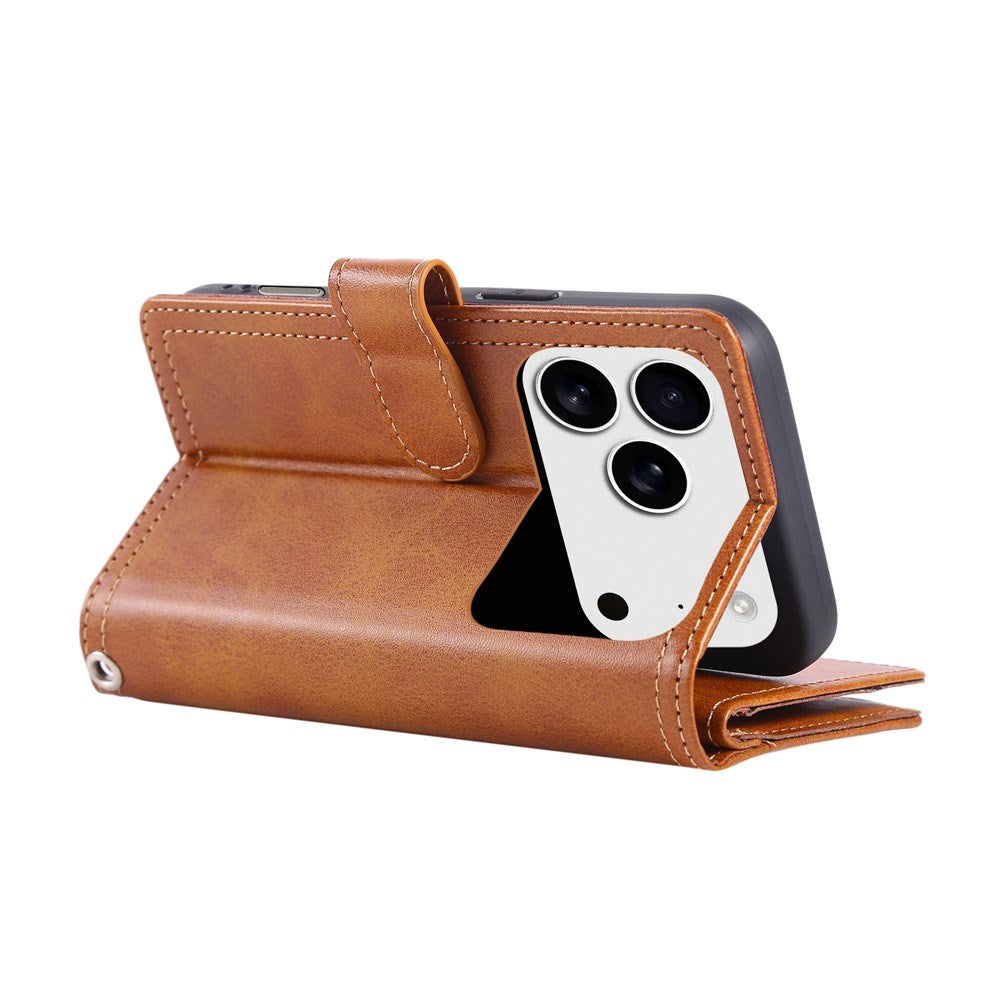 iPhone 18 Pro / 17 Pro EIDERWOOD Kunstskinn Flip Deksel m. Lommebok - Lysbrun