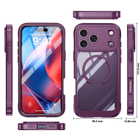 iPhone 18 Pro / 17 Pro Hybrid Plast Deksel m. Innebygd Skjermbeskyttelse - MagSafe Kompatibel - Gjennomsiktig / Lilla