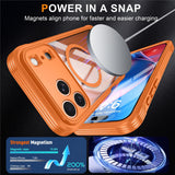 iPhone 18 Pro Max / 17 Pro Max Hybrid Plast Deksel m. Innebygd Skjermbeskyttelse - MagSafe Kompatibel - Gjennomsiktig / Oransje