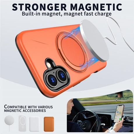 EIDERWOOD iPhone 17 Deksel med Roterende Kickstand – Oransje