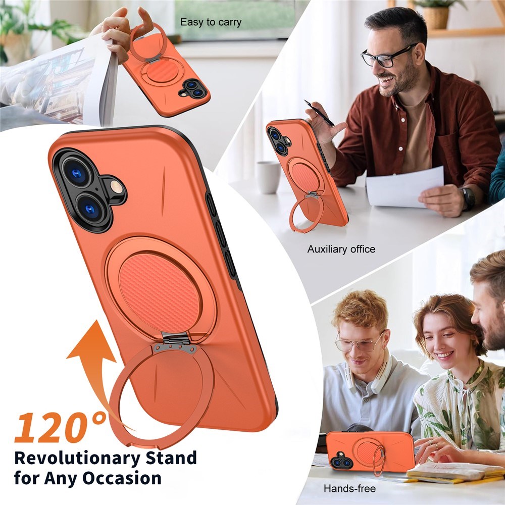 EIDERWOOD iPhone 17 Deksel med Roterende Kickstand – Oransje