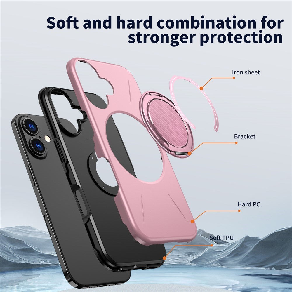 EIDERWOOD iPhone 17 Deksel med Roterende Kickstand – Rosa
