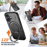 EIDERWOOD iPhone 17 Deksel med Roterende Kickstand – Svart