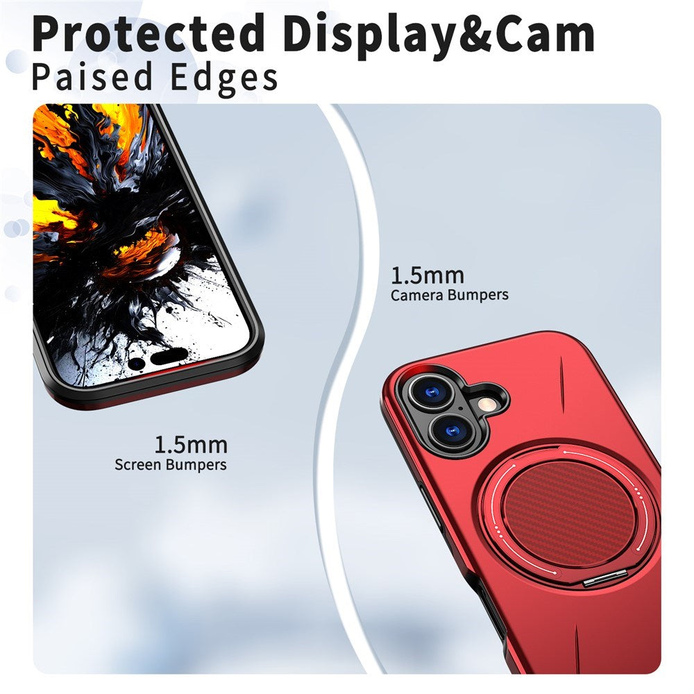 EIDERWOOD iPhone 17 Deksel med Roterende Kickstand – Rød