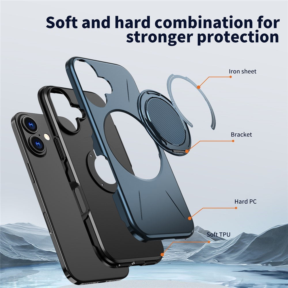 EIDERWOOD iPhone 17 Deksel med Roterende Kickstand – Blå