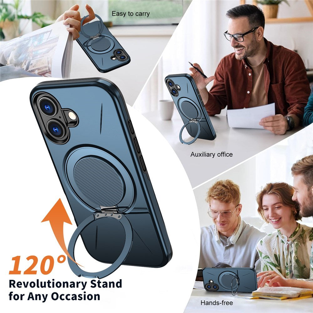 EIDERWOOD iPhone 17 Deksel med Roterende Kickstand – Blå
