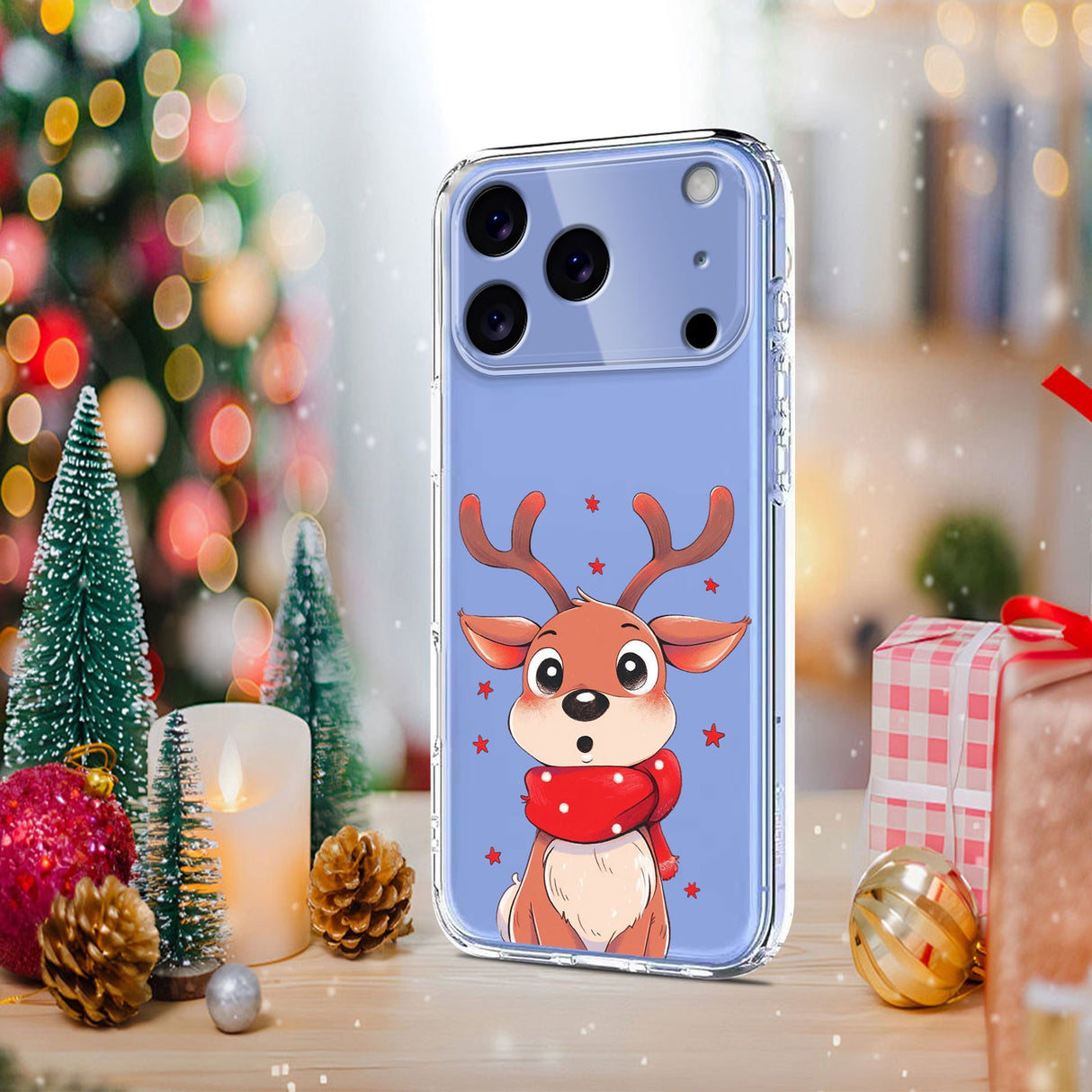 EIDERWOOD iPhone 17 Pro Fleksibelt Plast Juledeksel med Motiv - Gjennomsiktig / Reinsdyr