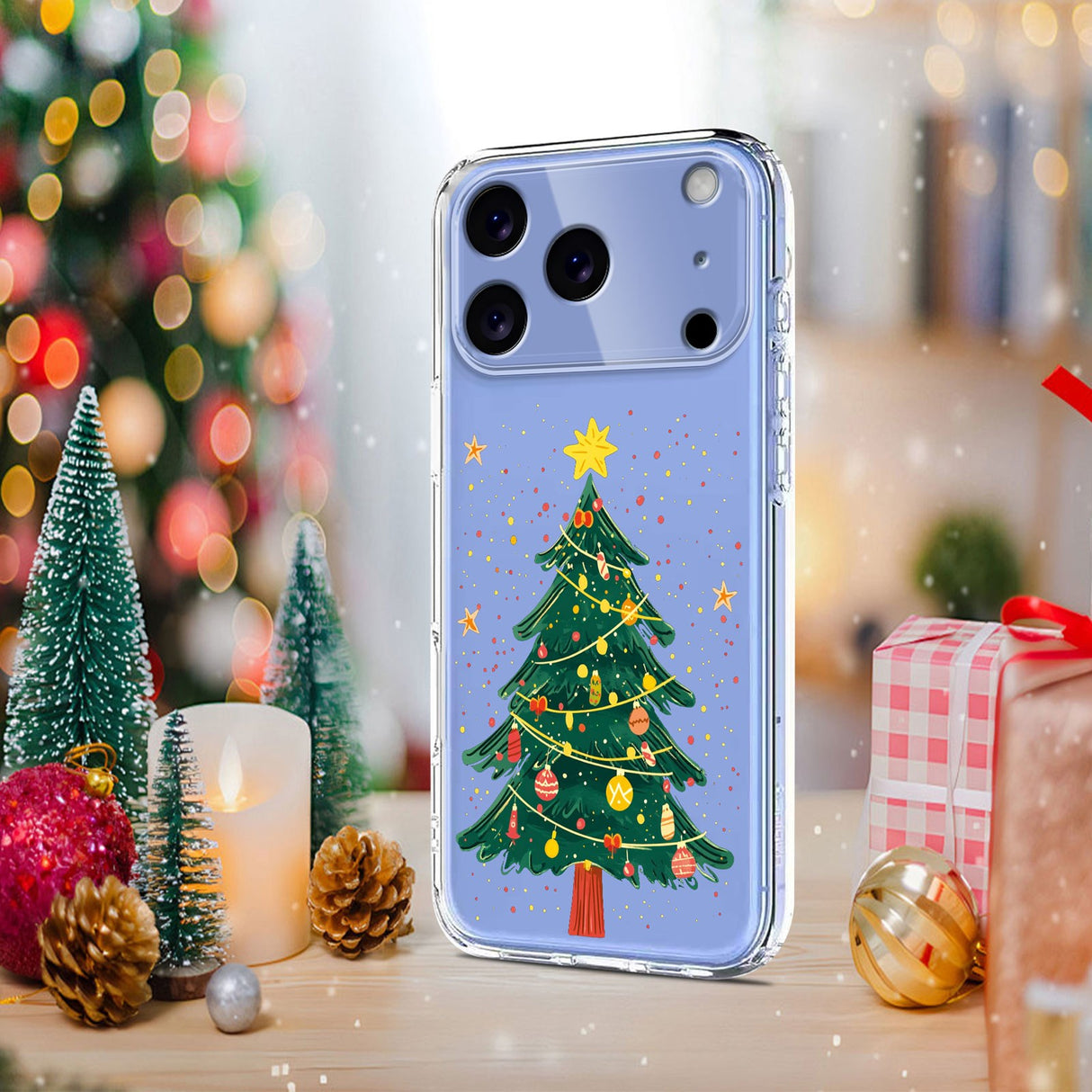 EIDERWOOD iPhone 17 Pro Fleksibelt Plast Juledeksel med Motiv - Gjennomsiktig / Juletre