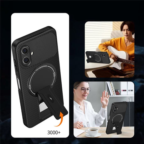 Samsung Galaxy A07 EIDERWOOD Hybrid Deksel med Stativfunksjon - MagSafe Kompatibel - Svart