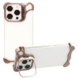 iPhone 16 Pro Todelt Metall Bumper Deksel m. Støttefunksjon & Linsebeskytter - Gull