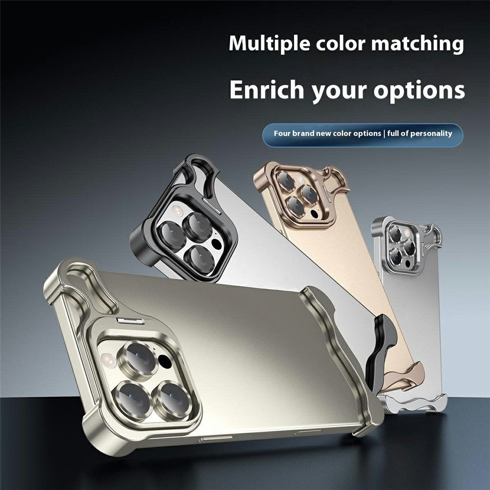 iPhone 16 Pro Todelt Metall Bumper Deksel m. Støttefunksjon & Linsebeskytter - Sølv