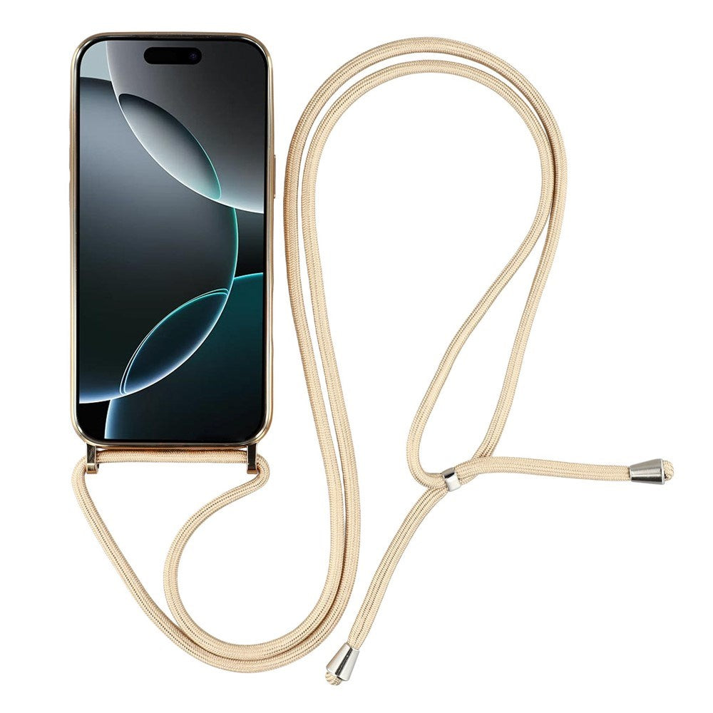 EIDERWOOD iPhone 17 Pro Max Fleksibelt Plast Deksel med Justerbar Stropp - MagSafe Kompatibel - Gjennomsiktig / Gull