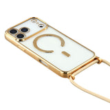 EIDERWOOD iPhone 17 Pro Max Fleksibelt Plast Deksel med Justerbar Stropp - MagSafe Kompatibel - Gjennomsiktig / Gull