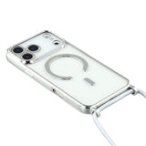 EIDERWOOD iPhone 17 Pro Max Fleksibelt Plast Deksel med Justerbar Stropp - MagSafe Kompatibel - Gjennomsiktig / Sølv