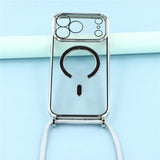 EIDERWOOD iPhone 17 Pro Max Fleksibelt Plast Deksel med Justerbar Stropp - MagSafe Kompatibel - Gjennomsiktig / Sølv