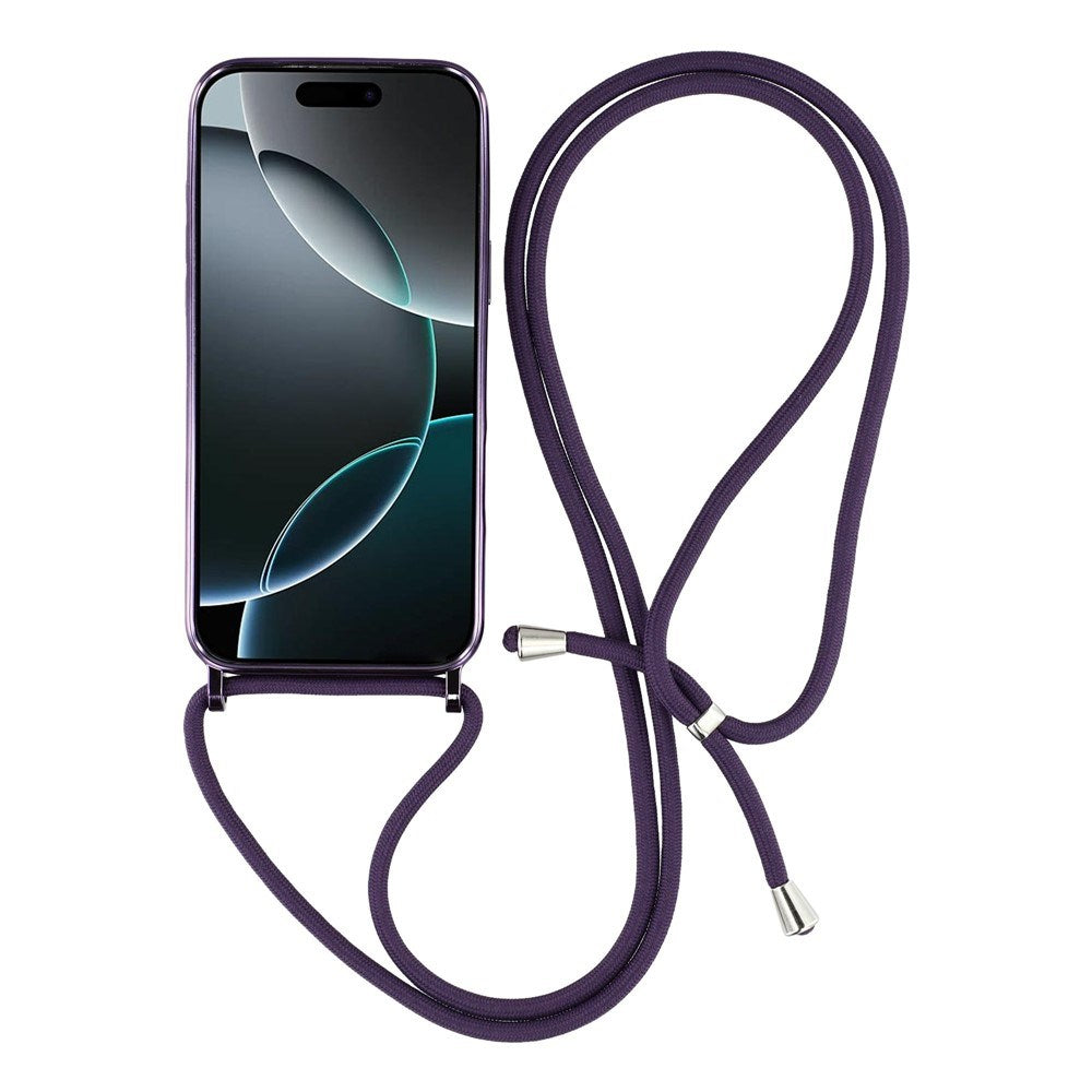 EIDERWOOD iPhone 17 Pro Max Fleksibelt Plast Deksel med Justerbar Stropp - MagSafe Kompatibel - Gjennomsiktig / Lilla