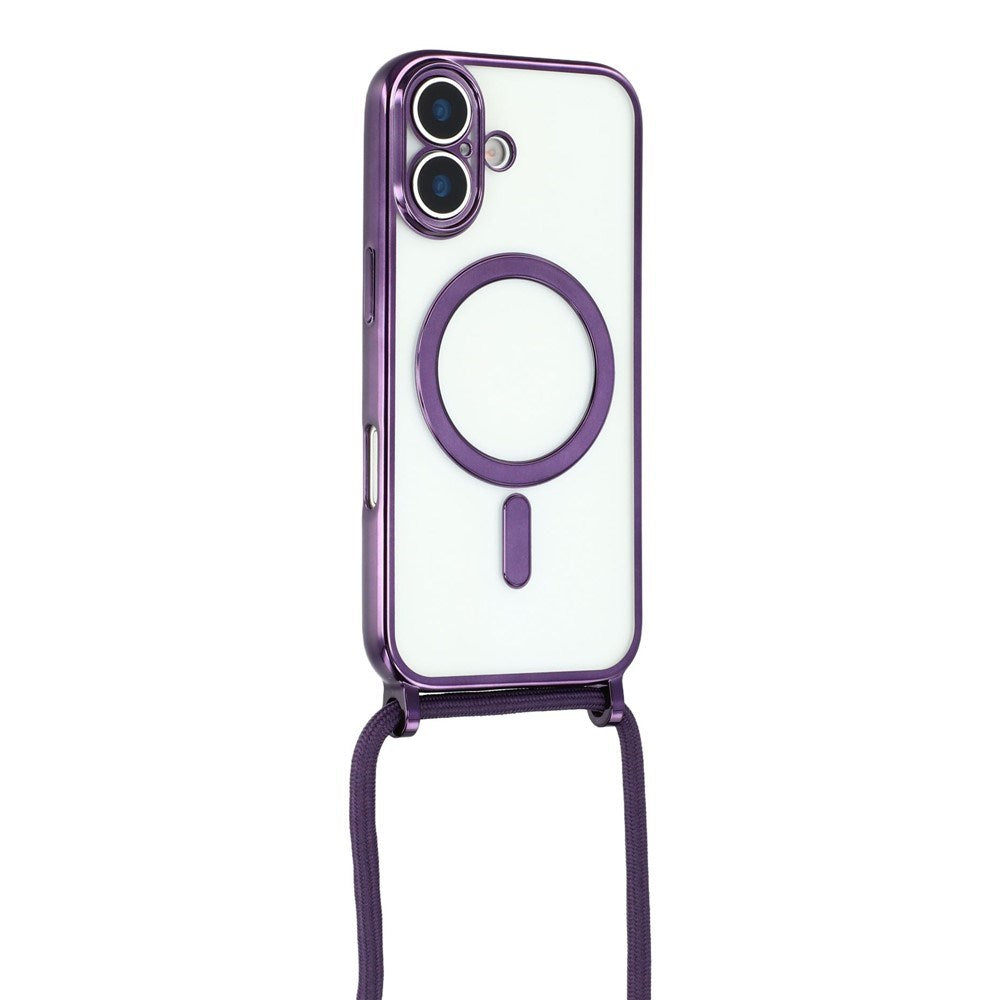 EIDERWOOD iPhone 17 Fleksibelt Plast Deksel med Justerbar Stropp - MagSafe Kompatibel - Gjennomsiktig / Lilla