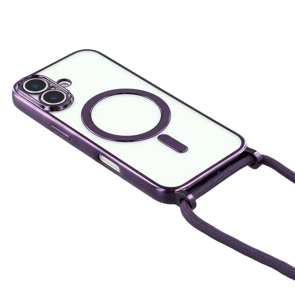 EIDERWOOD iPhone 17 Fleksibelt Plast Deksel med Justerbar Stropp - MagSafe Kompatibel - Gjennomsiktig / Lilla
