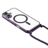 EIDERWOOD iPhone 17 Fleksibelt Plast Deksel med Justerbar Stropp - MagSafe Kompatibel - Gjennomsiktig / Lilla