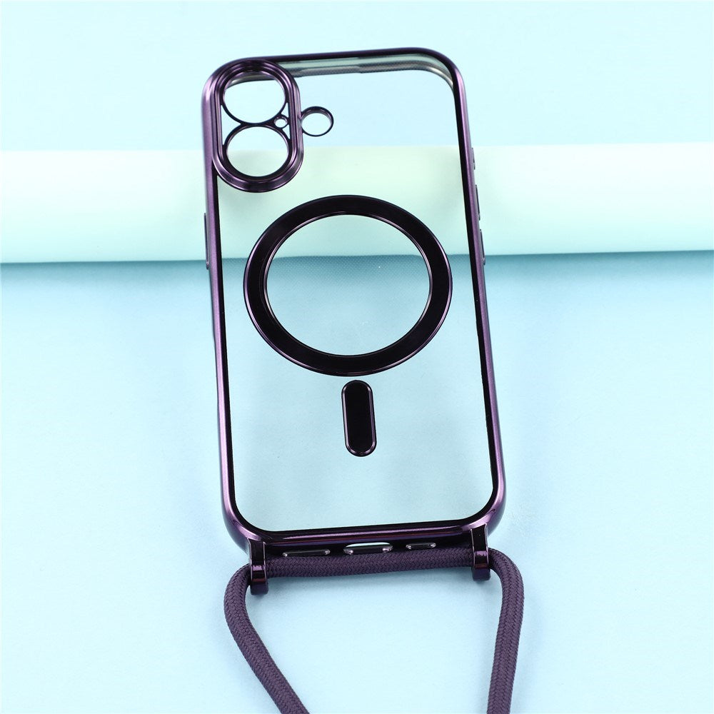 EIDERWOOD iPhone 17 Fleksibelt Plast Deksel med Justerbar Stropp - MagSafe Kompatibel - Gjennomsiktig / Lilla