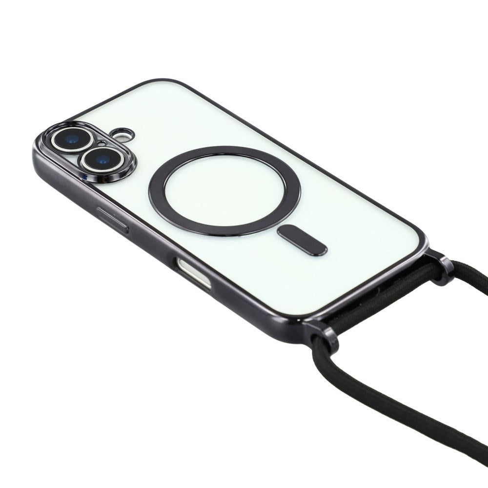 EIDERWOOD iPhone 17 Fleksibelt Plast Deksel med Justerbar Stropp - MagSafe Kompatibel - Gjennomsiktig / Svart