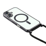 EIDERWOOD iPhone 17 Fleksibelt Plast Deksel med Justerbar Stropp - MagSafe Kompatibel - Gjennomsiktig / Svart