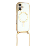 EIDERWOOD iPhone 17 Fleksibelt Plast Deksel med Justerbar Stropp - MagSafe Kompatibel - Gjennomsiktig / Gull