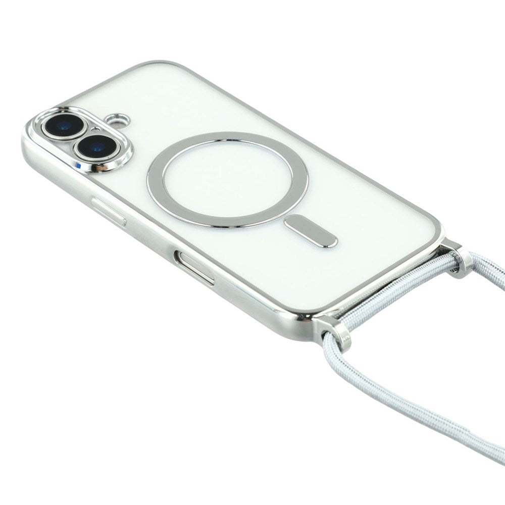 EIDERWOOD iPhone 17 Fleksibelt Plast Deksel med Justerbar Stropp - MagSafe Kompatibel - Gjennomsiktig / Sølv