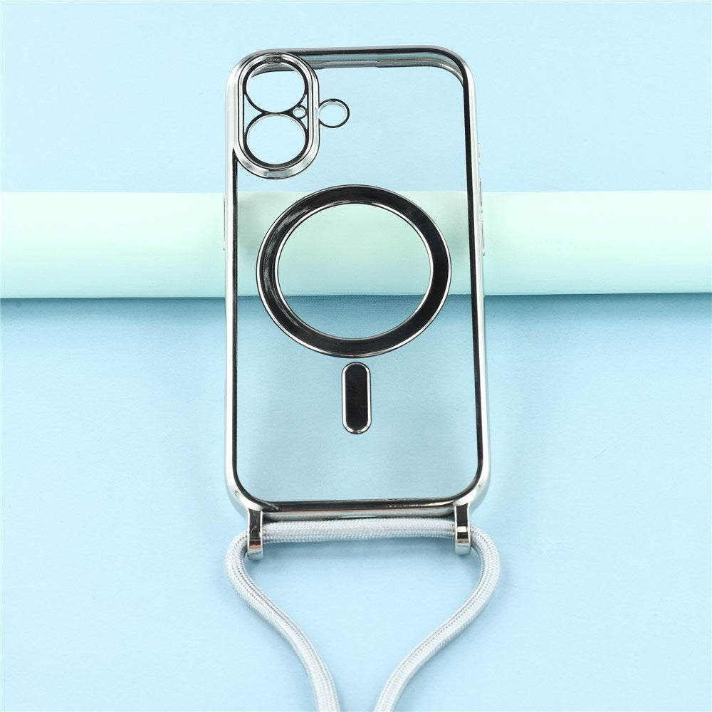 EIDERWOOD iPhone 17 Fleksibelt Plast Deksel med Justerbar Stropp - MagSafe Kompatibel - Gjennomsiktig / Sølv