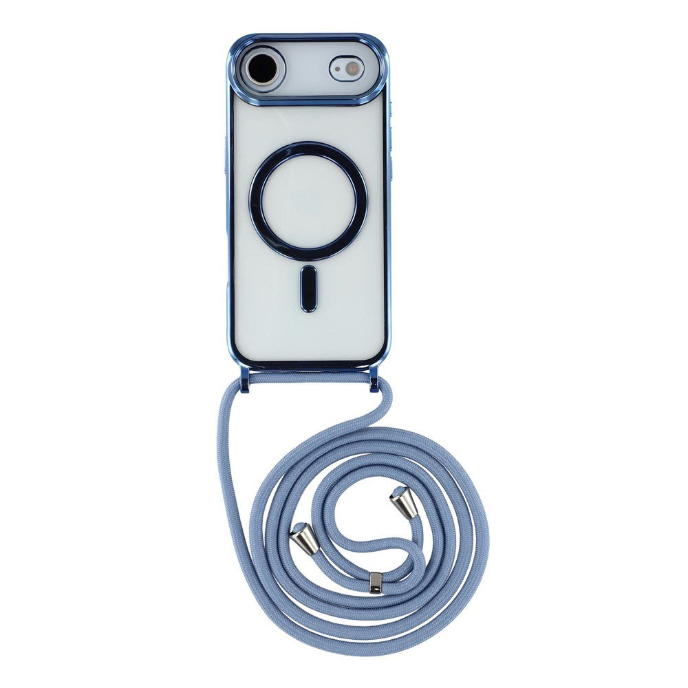 EIDERWOOD iPhone Air Fleksibelt Plast Deksel med Justerbar Stropp - MagSafe Kompatibel - Gjennomsiktig / Blå