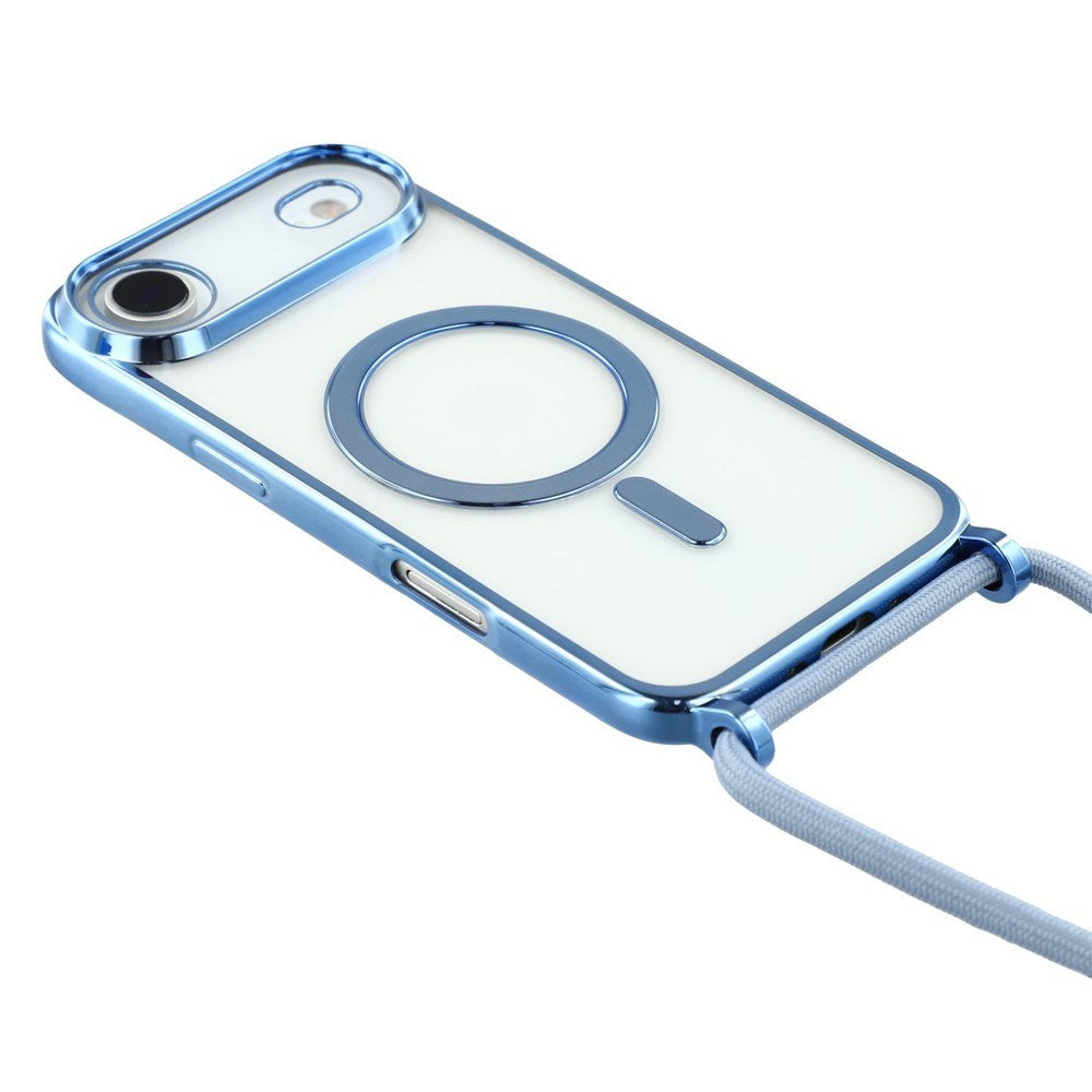 EIDERWOOD iPhone Air Fleksibelt Plast Deksel med Justerbar Stropp - MagSafe Kompatibel - Gjennomsiktig / Blå