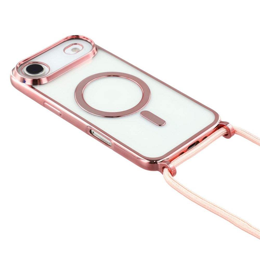 EIDERWOOD iPhone Air Fleksibelt Plast Deksel med Justerbar Stropp - MagSafe Kompatibel - Gjennomsiktig / Rosa