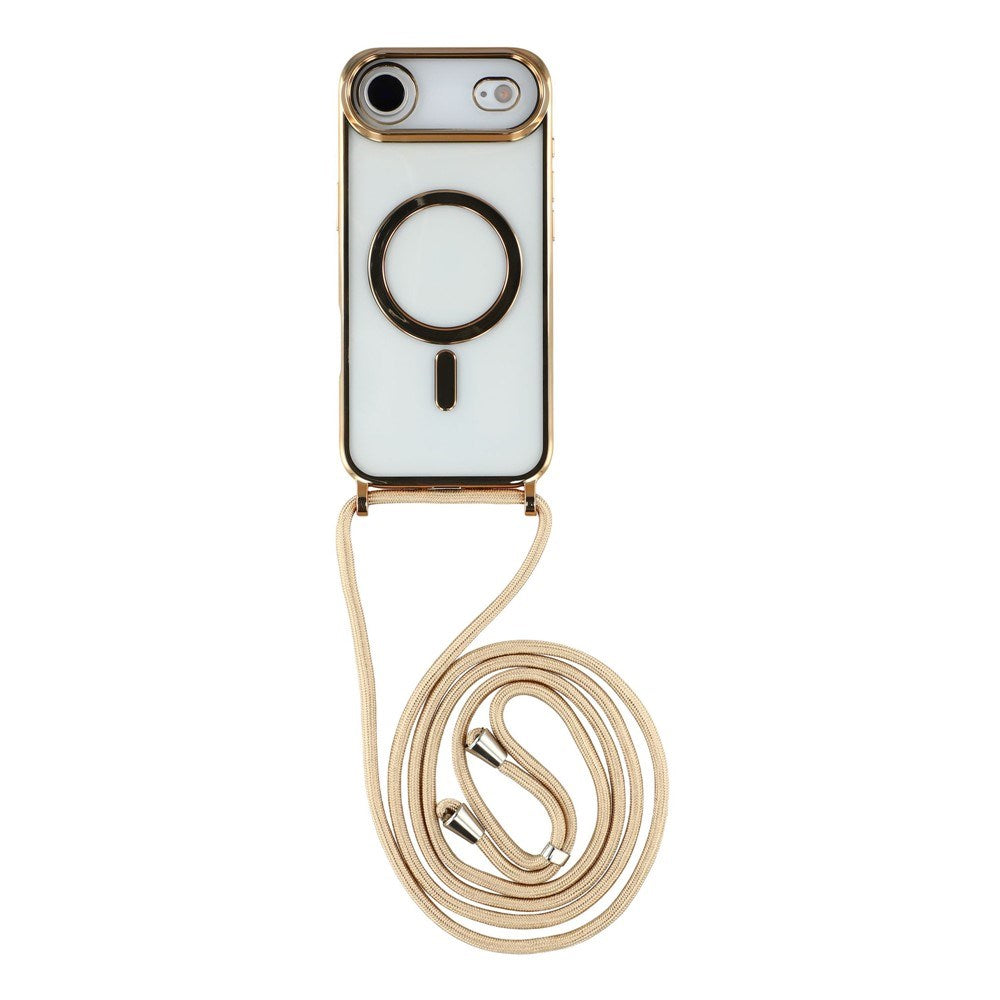EIDERWOOD iPhone Air Fleksibelt Plast Deksel med Justerbar Stropp - MagSafe Kompatibel - Gjennomsiktig / Gull