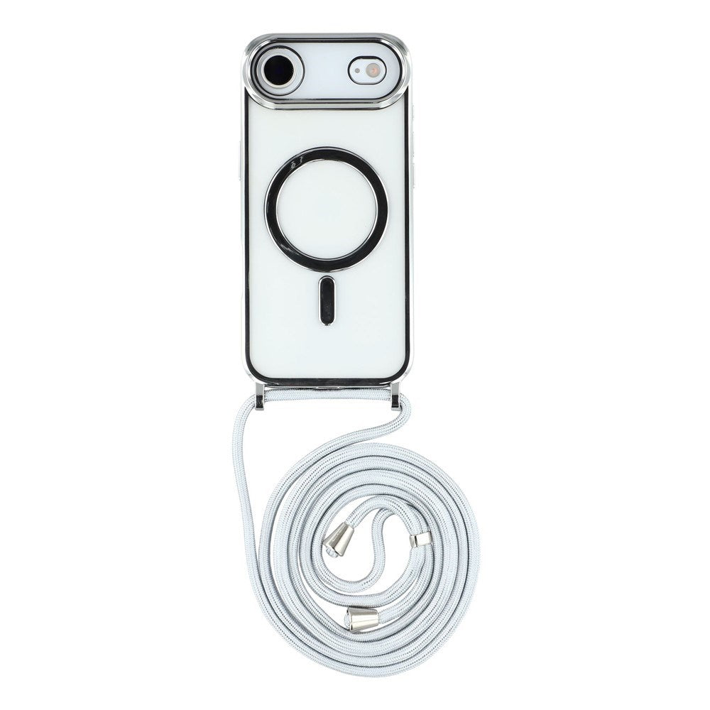 EIDERWOOD iPhone Air Fleksibelt Plast Deksel med Justerbar Stropp - MagSafe Kompatibel - Gjennomsiktig / Sølv