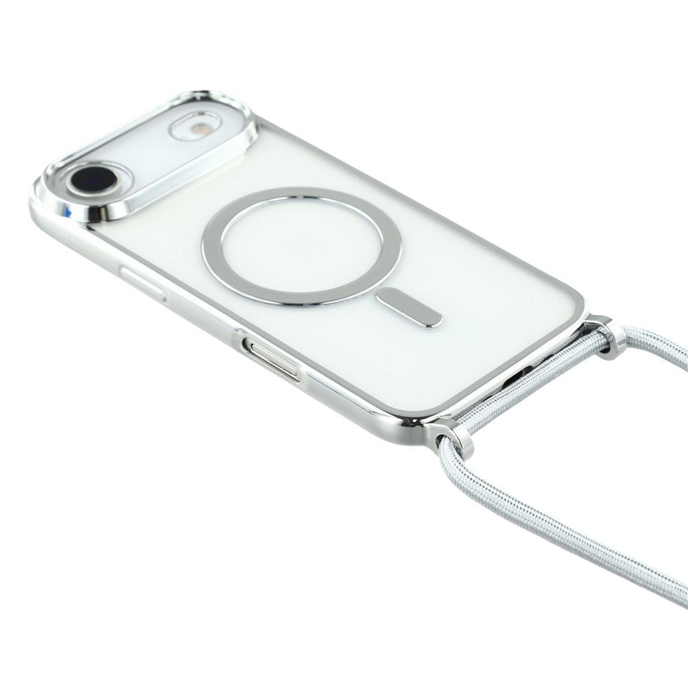 EIDERWOOD iPhone Air Fleksibelt Plast Deksel med Justerbar Stropp - MagSafe Kompatibel - Gjennomsiktig / Sølv