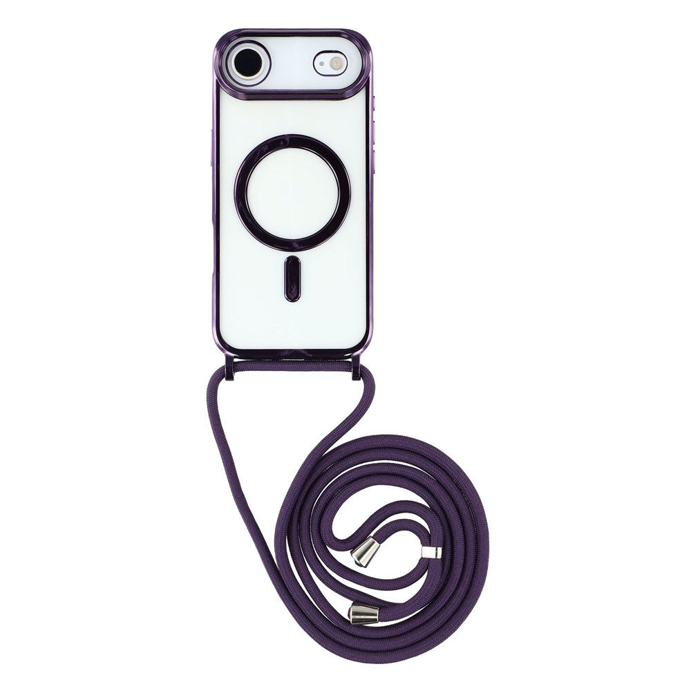 EIDERWOOD iPhone Air Fleksibelt Plast Deksel med Justerbar Stropp - MagSafe Kompatibel - Gjennomsiktig / Lilla