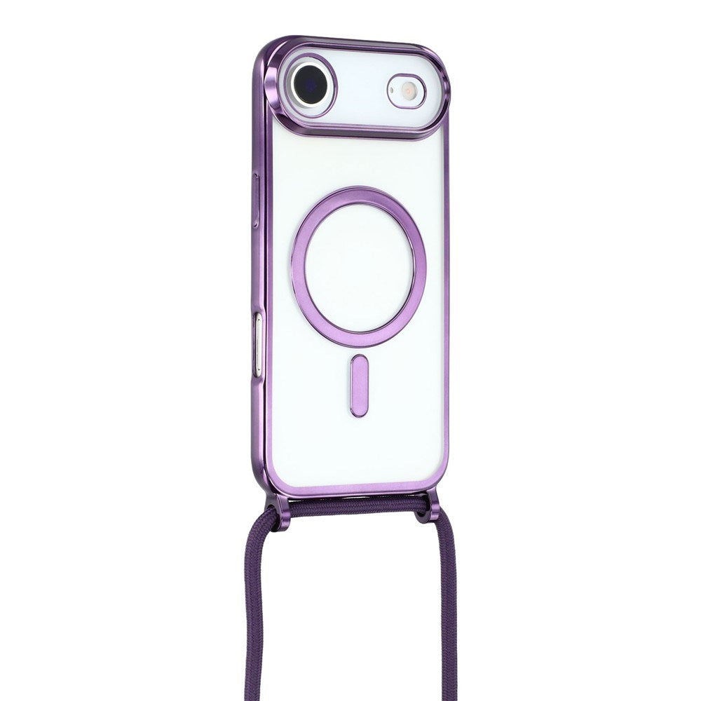 EIDERWOOD iPhone Air Fleksibelt Plast Deksel med Justerbar Stropp - MagSafe Kompatibel - Gjennomsiktig / Lilla