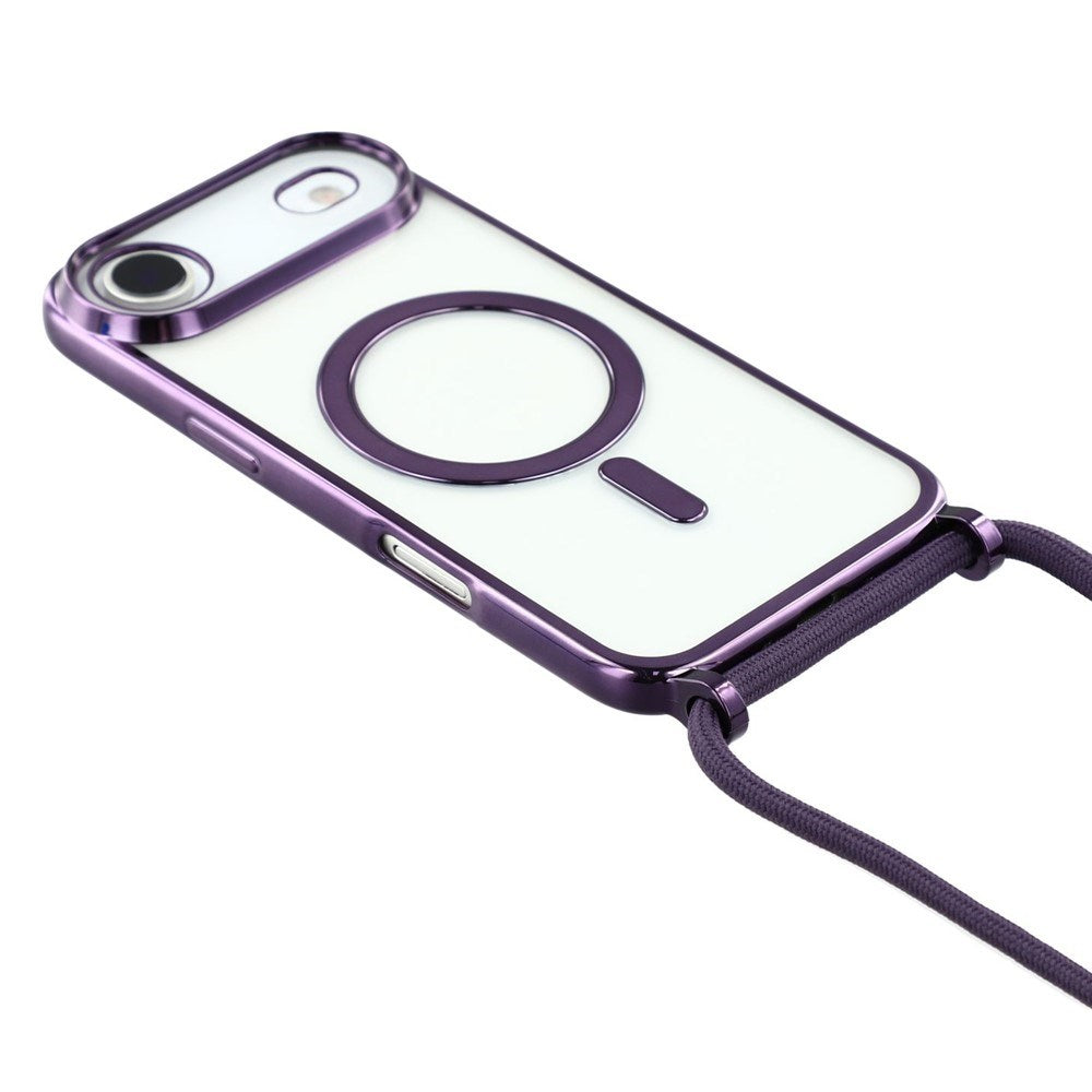 EIDERWOOD iPhone Air Fleksibelt Plast Deksel med Justerbar Stropp - MagSafe Kompatibel - Gjennomsiktig / Lilla