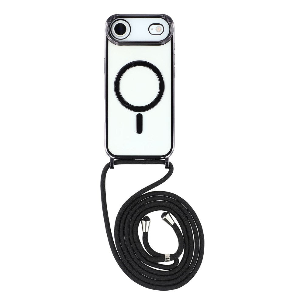 EIDERWOOD iPhone Air Fleksibelt Plast Deksel med Justerbar Stropp - MagSafe Kompatibel - Gjennomsiktig / Svart